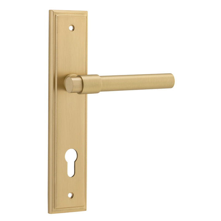 Helsinki Lever - Stepped Backplate Brushed Gold PVD