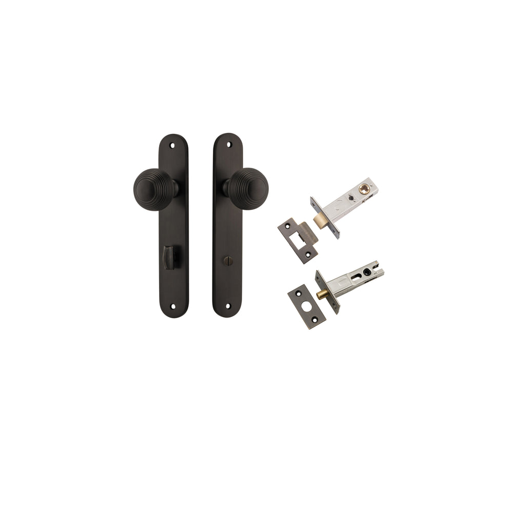 Guildford Knob - Oval Backplate Privacy Kit with Privacy Turn Signature Brass