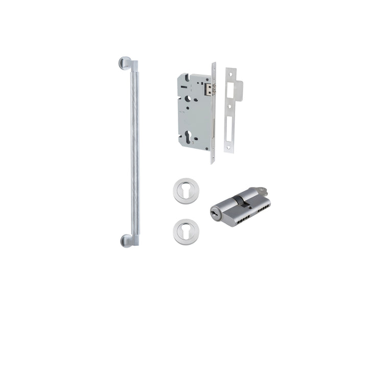 Brunswick Pull Handle - 450mm Entrance Kit with Separate High Security Lock Brushed Chrome