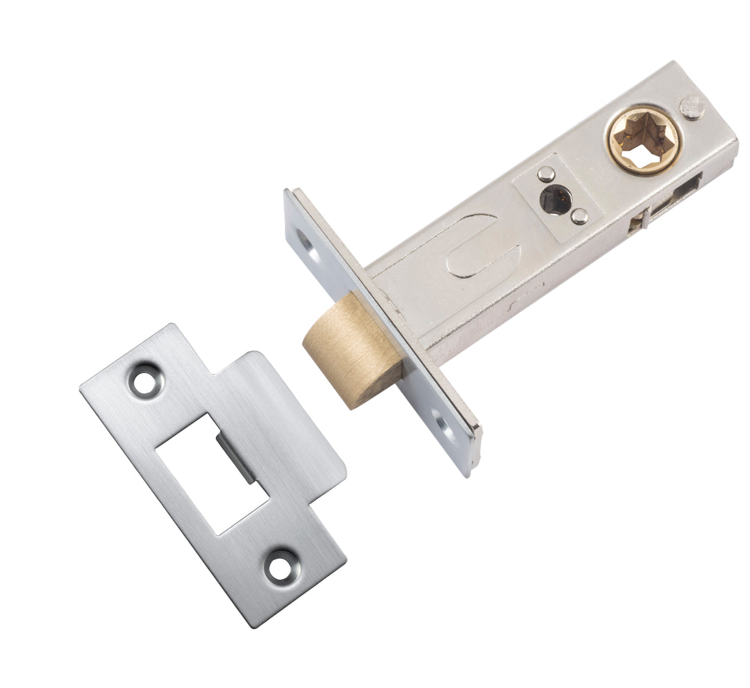 Hard Sprung Split Cam Tube Latch - 60mm Backset Brushed Chrome