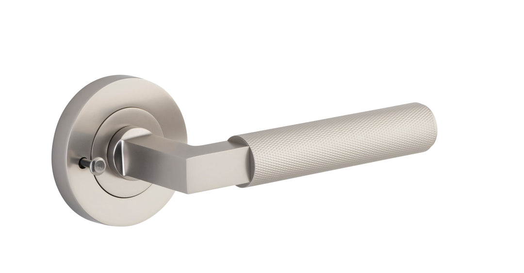 Brunswick Lever - Round Rose Privacy Kit (Inbuilt Privacy) Satin Nickel