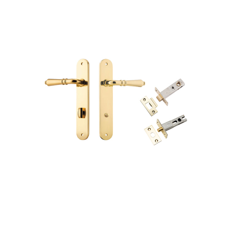 Sarlat Lever - Oval Backplate Privacy Kit with Privacy Turn Polished Brass