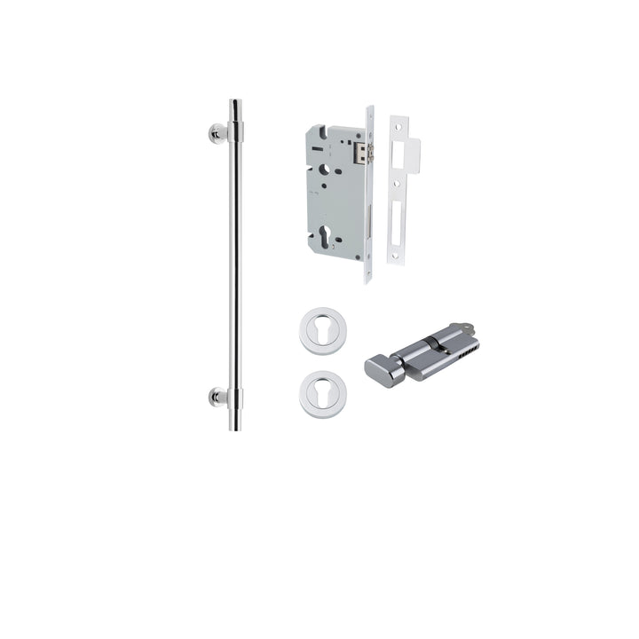 Helsinki Pull Handle - 450mm Entrance Kit with Separate High Security Lock Polished Chrome
