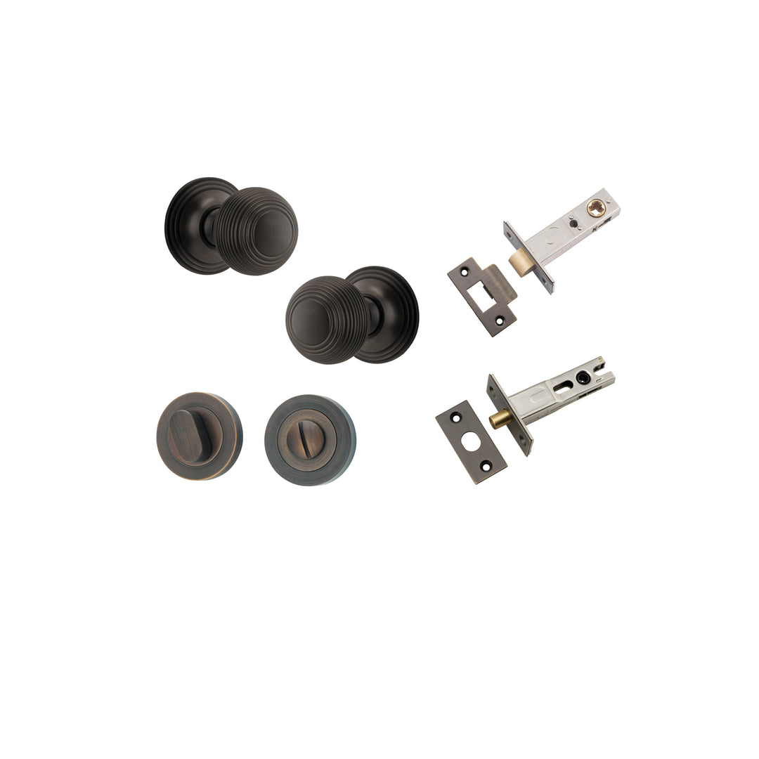 Guildford Knob - Round Rose Privacy Kit with Separate Privacy Turn Signature Brass