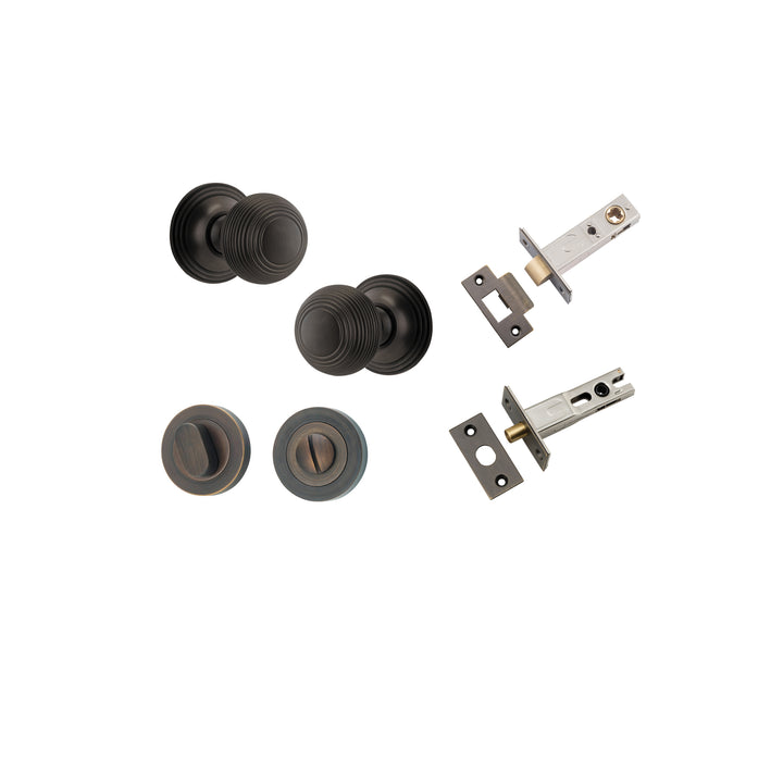 Guildford Knob - Round Rose Privacy Kit with Separate Privacy Turn Signature Brass