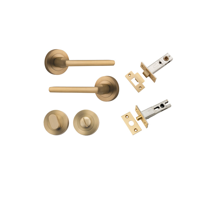 Baltimore Lever - Round Rose Privacy Kit with Separate Privacy Turn Brushed Brass