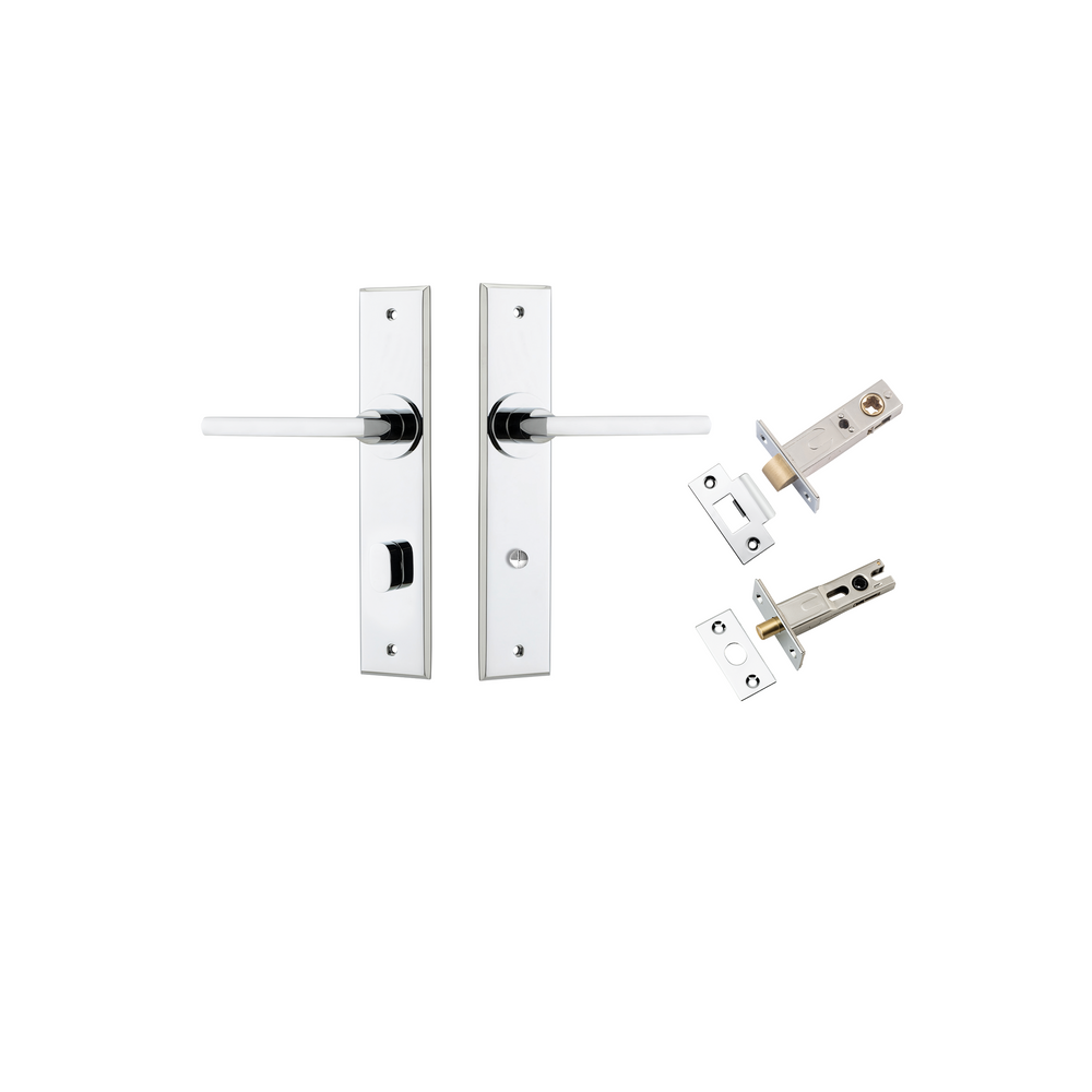 Baltimore Lever - Chamfered Backplate Privacy Kit with Privacy Turn Polished Chrome