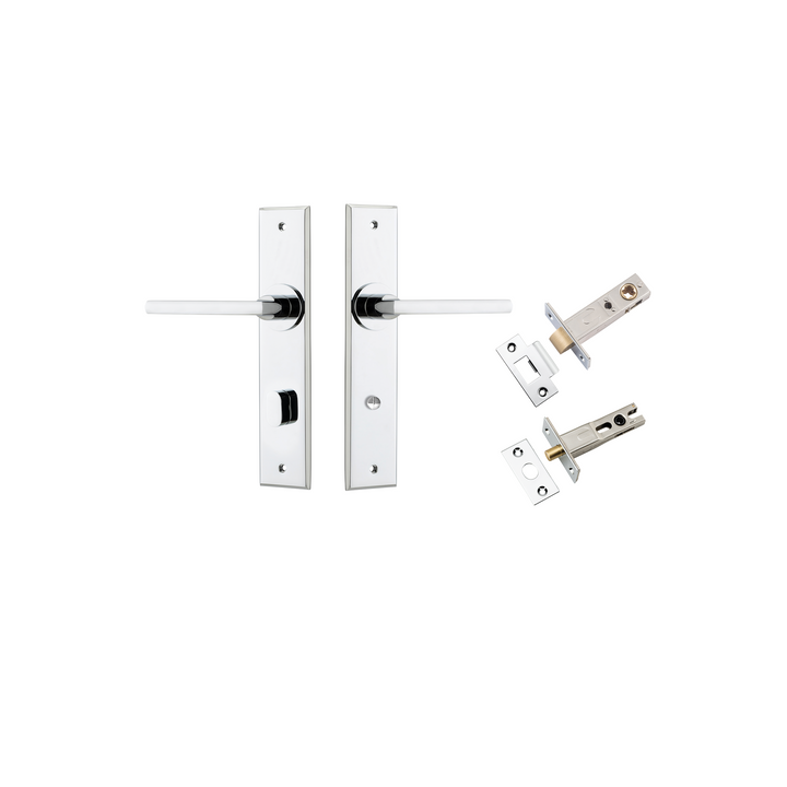 Baltimore Lever - Chamfered Backplate Privacy Kit with Privacy Turn Polished Chrome