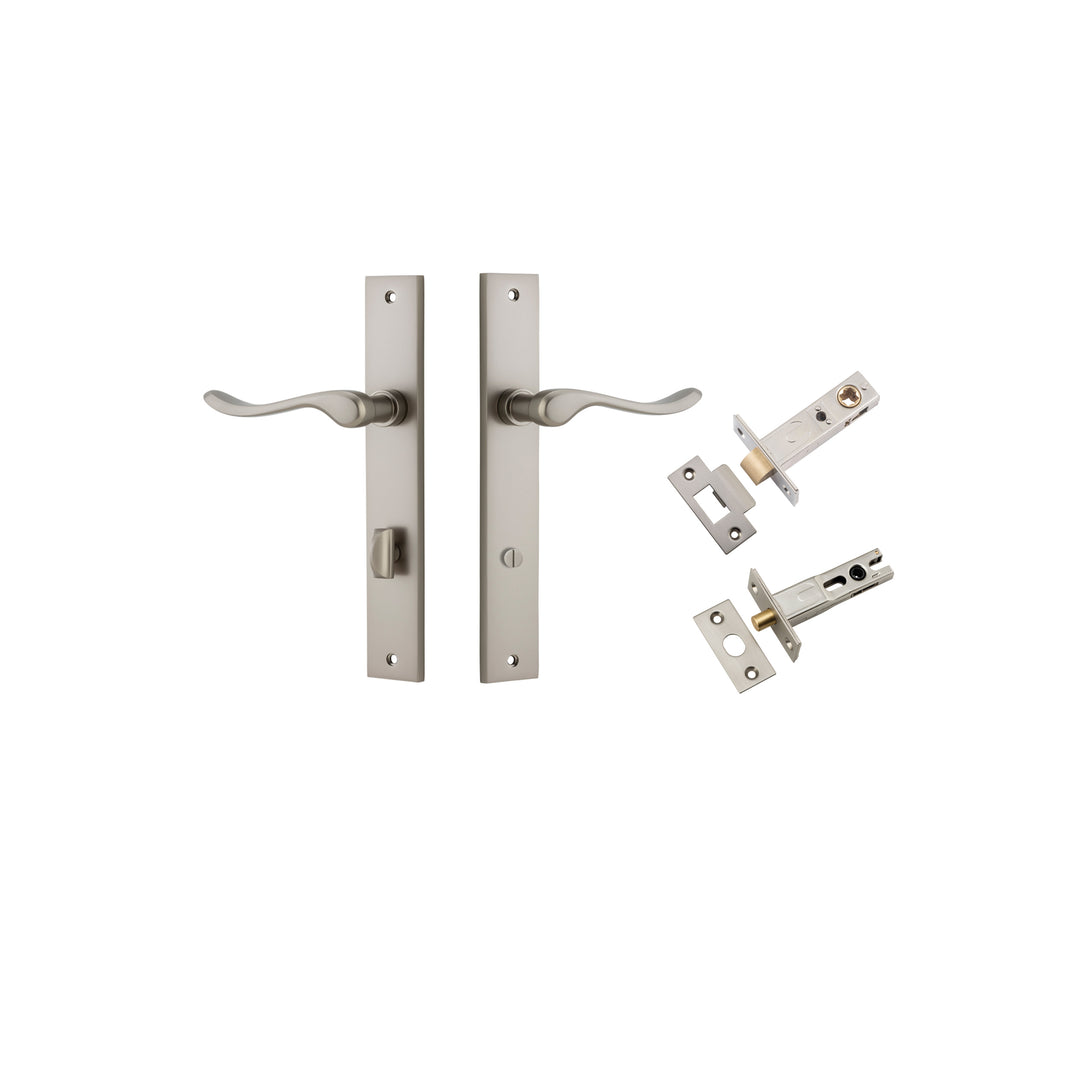 Stirling Lever - Rectangular Backplate Privacy Kit with Privacy Turn Satin Nickel