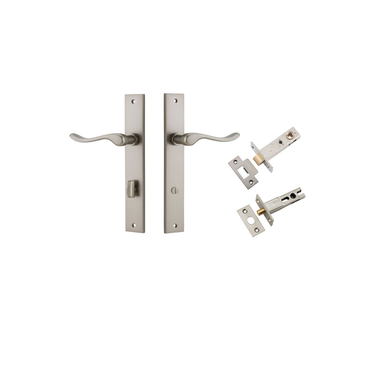 Stirling Lever - Rectangular Backplate Privacy Kit with Privacy Turn Satin Nickel