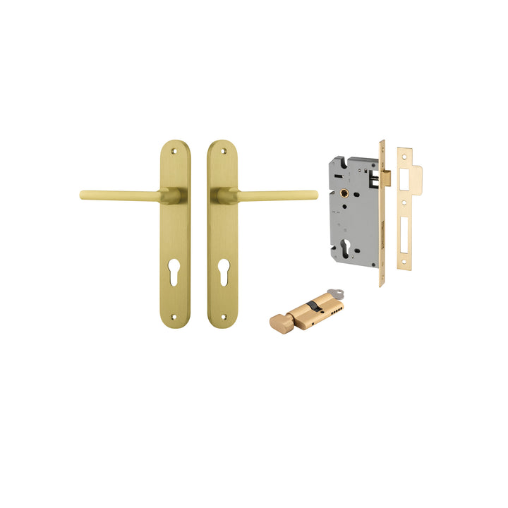 Baltimore Lever - Oval Backplate Entrance Kit with High Security Lock Brushed Gold PVD