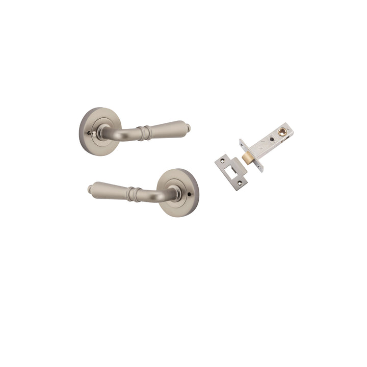 Sarlat Lever - Round Rose (Inbuilt Privacy) Satin Nickel