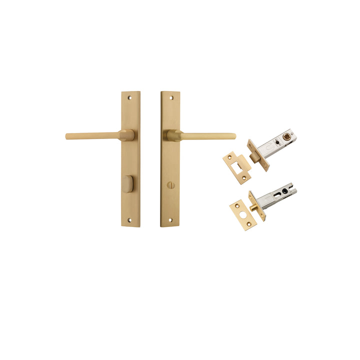 Baltimore Lever - Rectangular Backplate Privacy Kit with Privacy Turn Brushed Brass