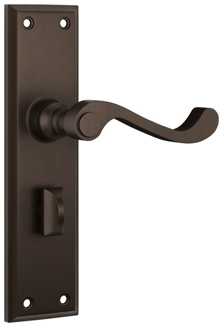 Door Lever Milton Privacy Pair Antique Brass H200xW50xP68mm with privacy adaptor