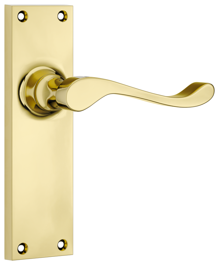 Door Lever Victorian Latch Pair Polished Brass H152xW42xP59mm
