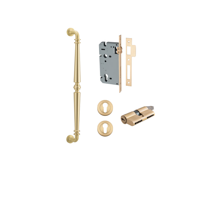 Sarlat Pull Handle - 450mm Entrance Kit with Separate High Security Lock Brushed Gold PVD