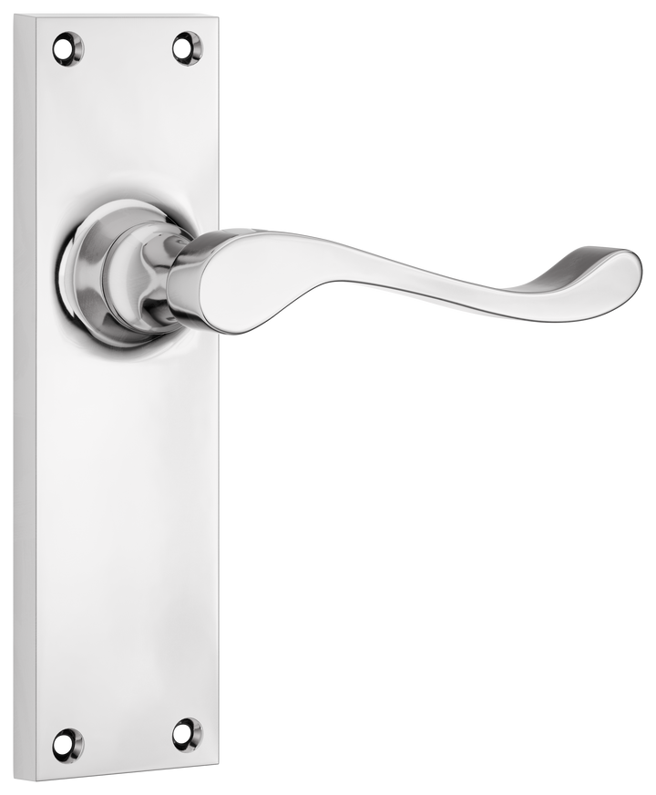 Door Lever Victorian Latch Pair Chrome Plated H152xW42xP59mm