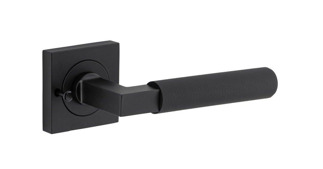 Brunswick Lever - Square Rose Privacy Kit (Inbuilt Privacy) Matt Black
