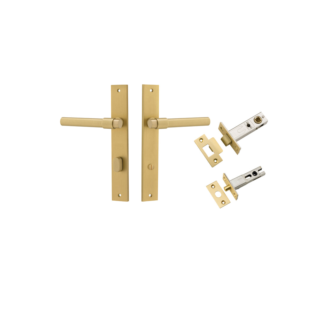 Helsinki Lever - Rectangular Backplate Privacy Kit with Privacy Turn Brushed Gold PVD