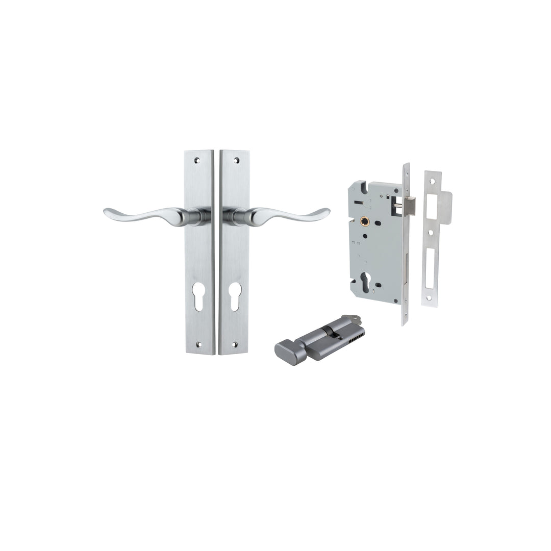 Stirling Lever - Rectangular Backplate Entrance Kit with High Security Lock Brushed Chrome