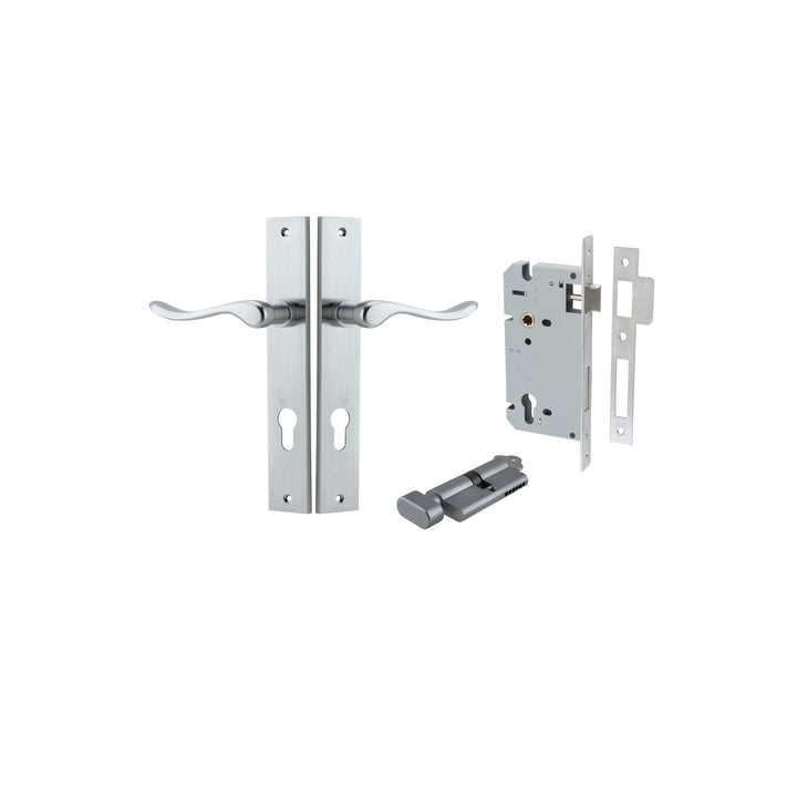 Stirling Lever - Rectangular Backplate Entrance Kit with High Security Lock Brushed Chrome