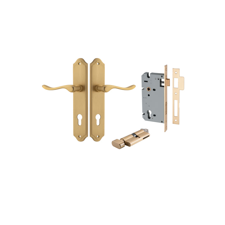 Stirling Lever - Shouldered Backplate Entrance Kit with High Security Lock Brushed Brass