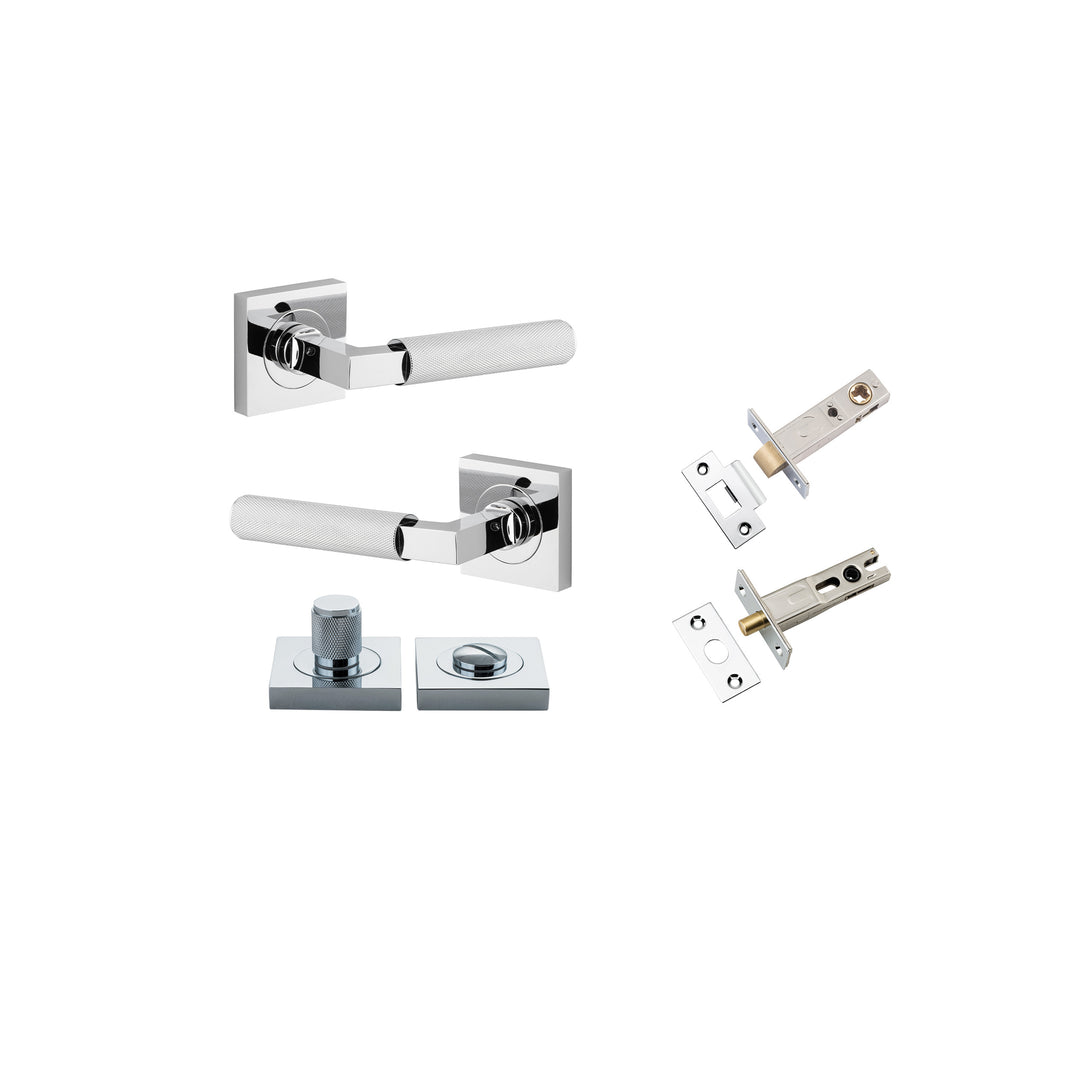 Brunswick Lever - Square Rose Privacy Kit Polished Chrome