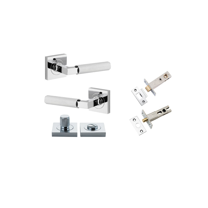 Brunswick Lever - Square Rose Privacy Kit Polished Chrome