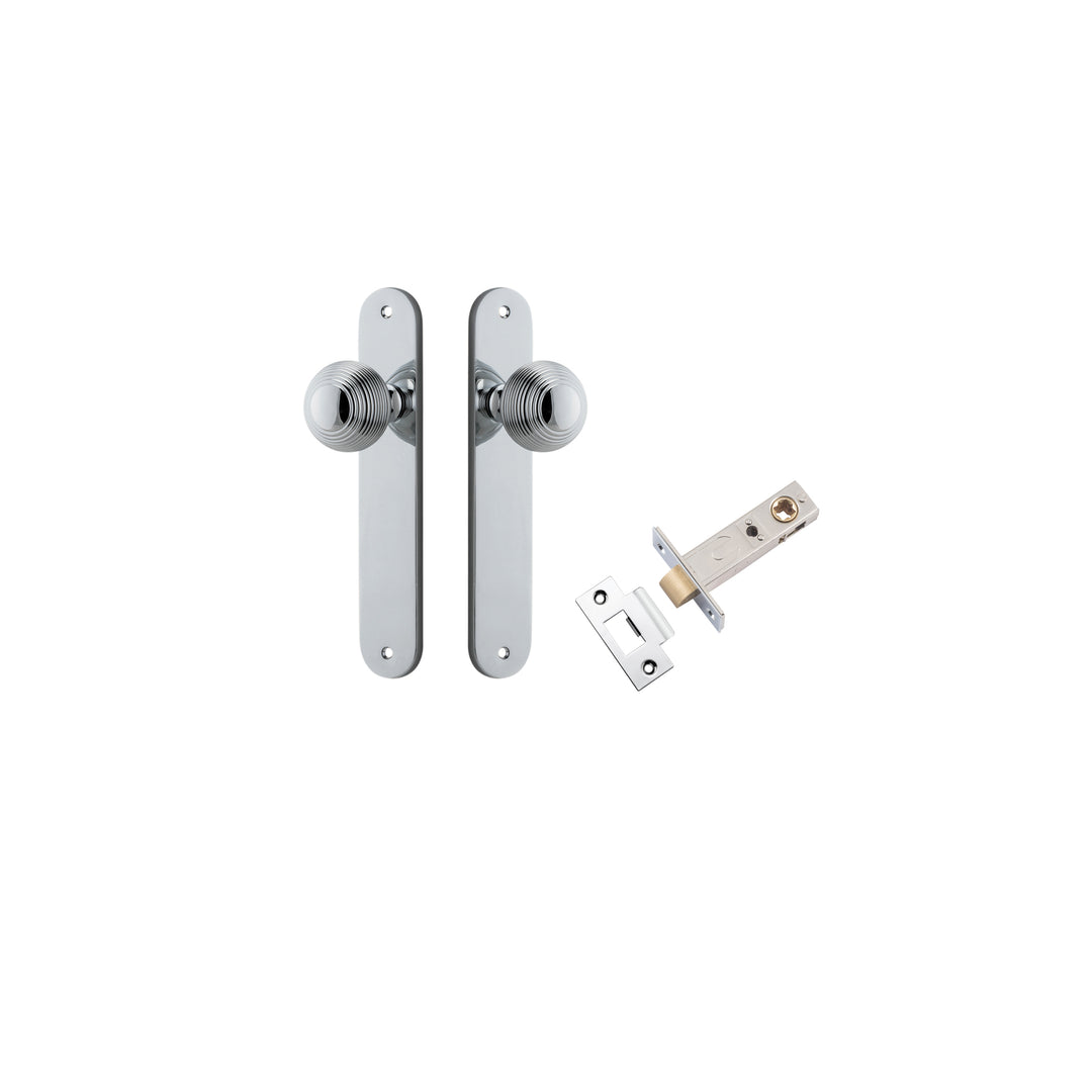 Guildford Knob - Oval Backplate Passage Kit Polished Chrome