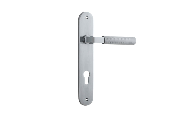 Brunswick Lever - Oval Backplate Brushed Chrome