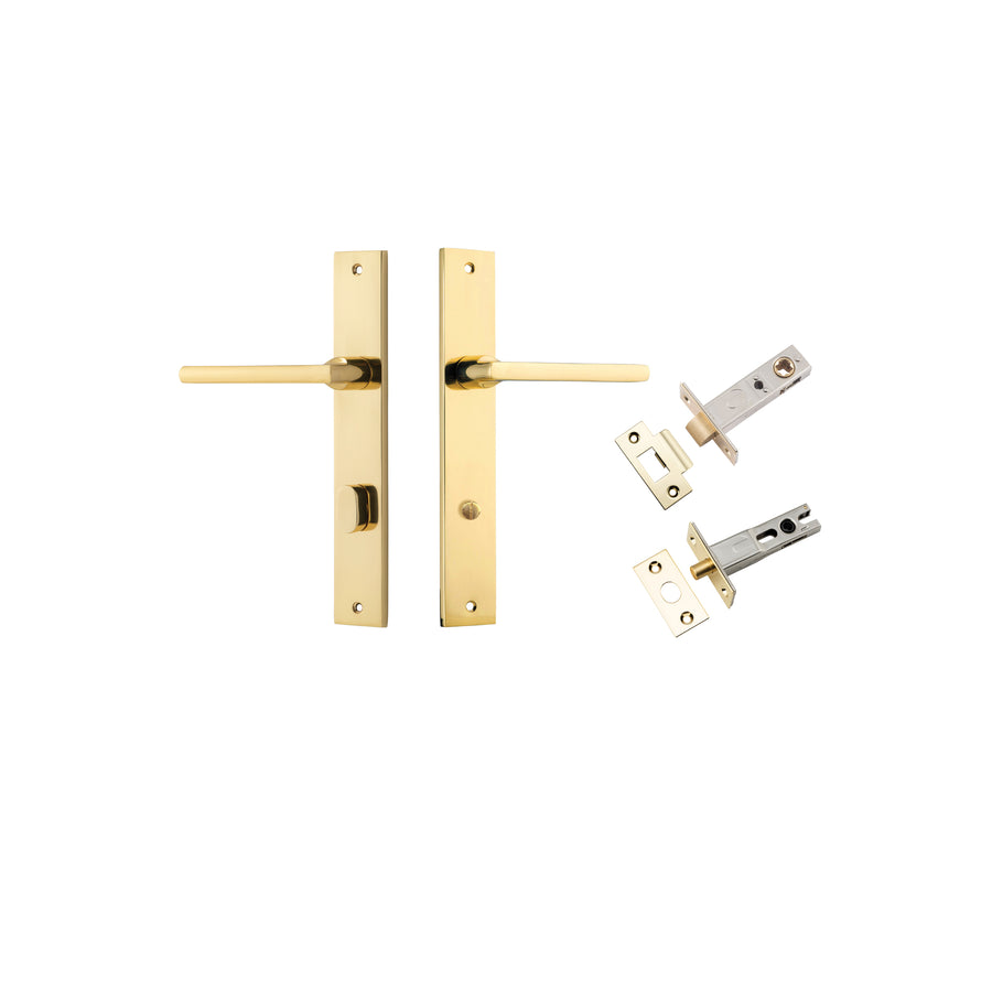Baltimore Lever - Rectangular Backplate Privacy Kit with Privacy Turn Polished Brass