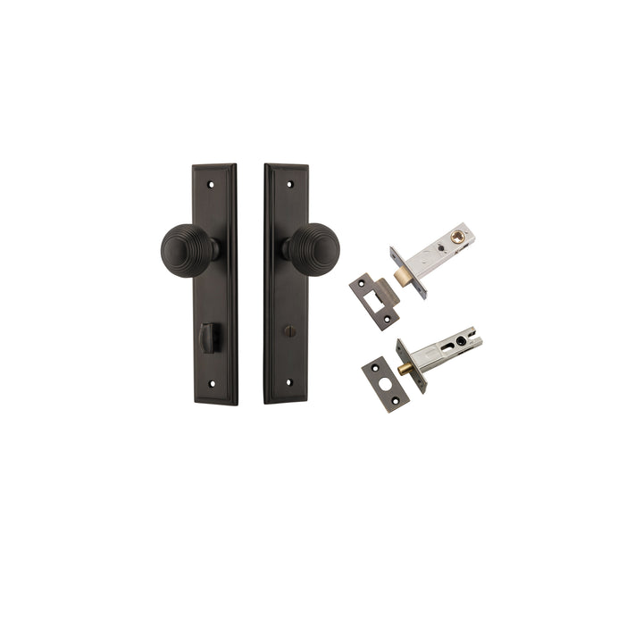 Guildford Knob - Stepped Backplate Privacy Kit with Privacy Turn Signature Brass