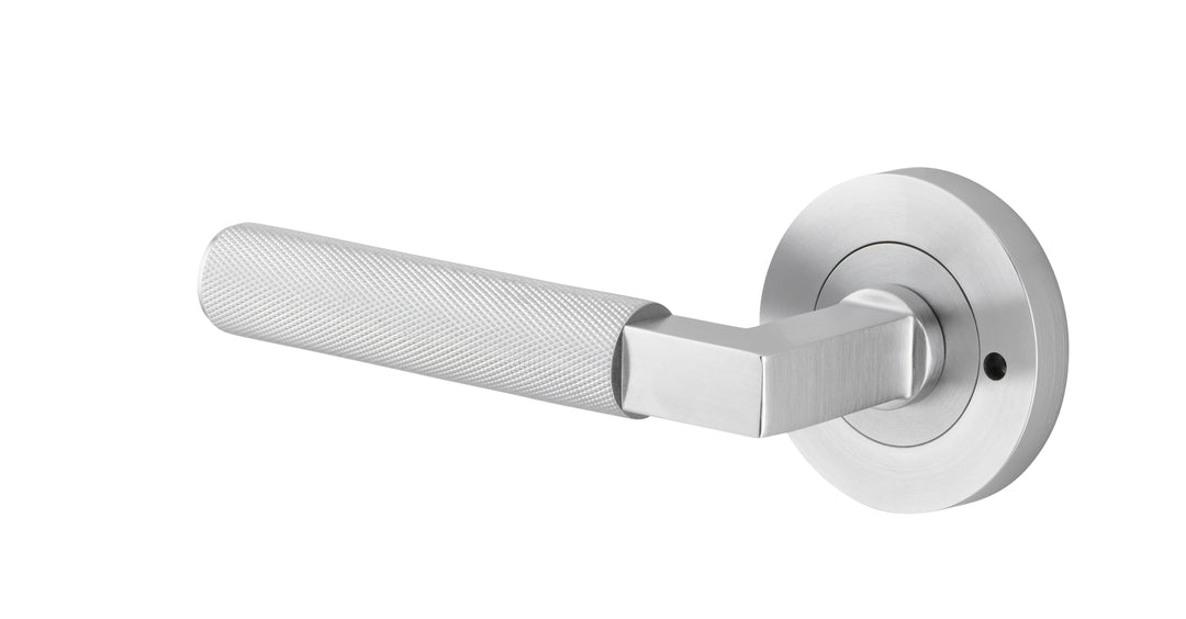 Brunswick Lever - Round Rose Privacy Kit (Inbuilt Privacy) Brushed Chrome