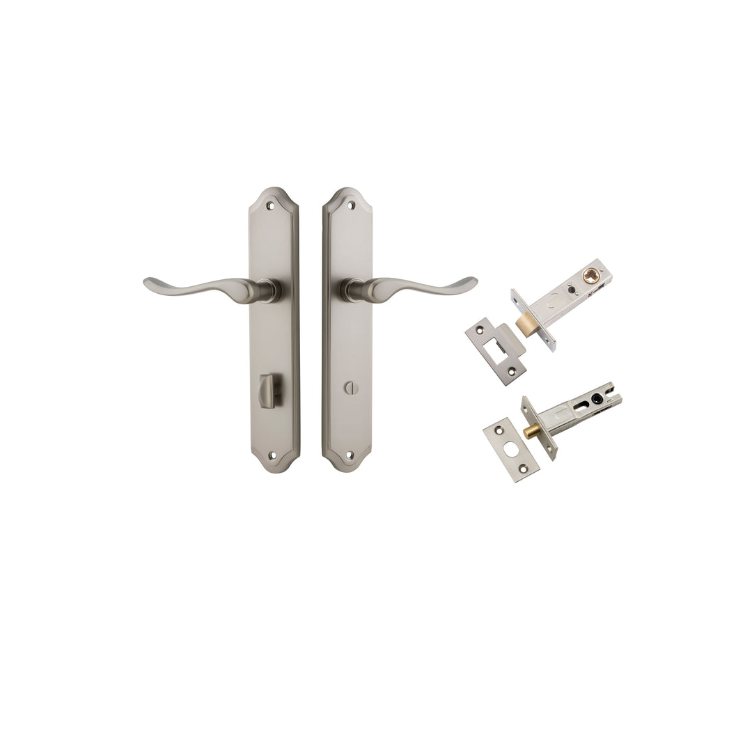 Stirling Lever - Shouldered Backplate Privacy Kit with Privacy Turn Satin Nickel