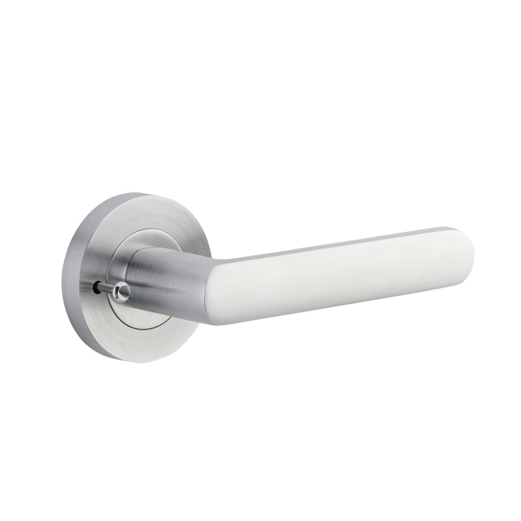Osaka Lever - Round Rose (Inbuilt Privacy) Brushed Chrome