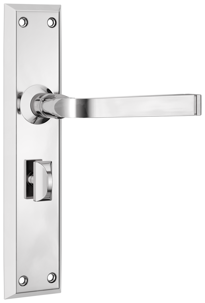 Door Lever Menton Privacy Pair Chrome Plated H225xW50xP75mm with privacy adaptor