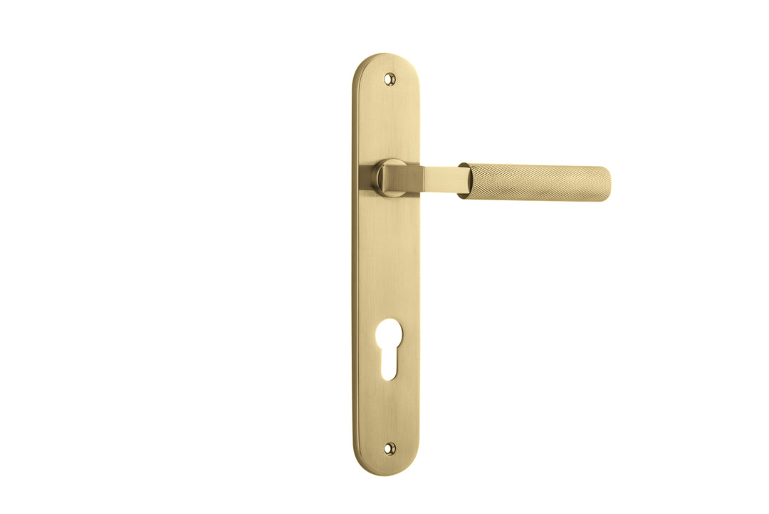 Brunswick Lever - Oval Backplate Brushed Gold PVD