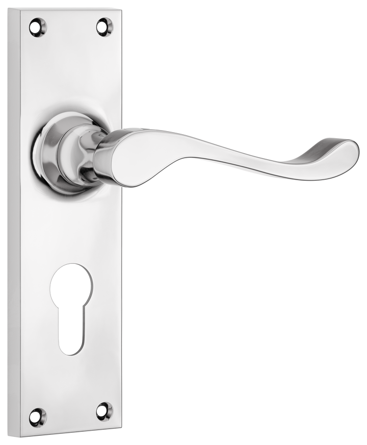 Door Lever Victorian Euro Pair Chrome Plated H152xW42xP59mm
