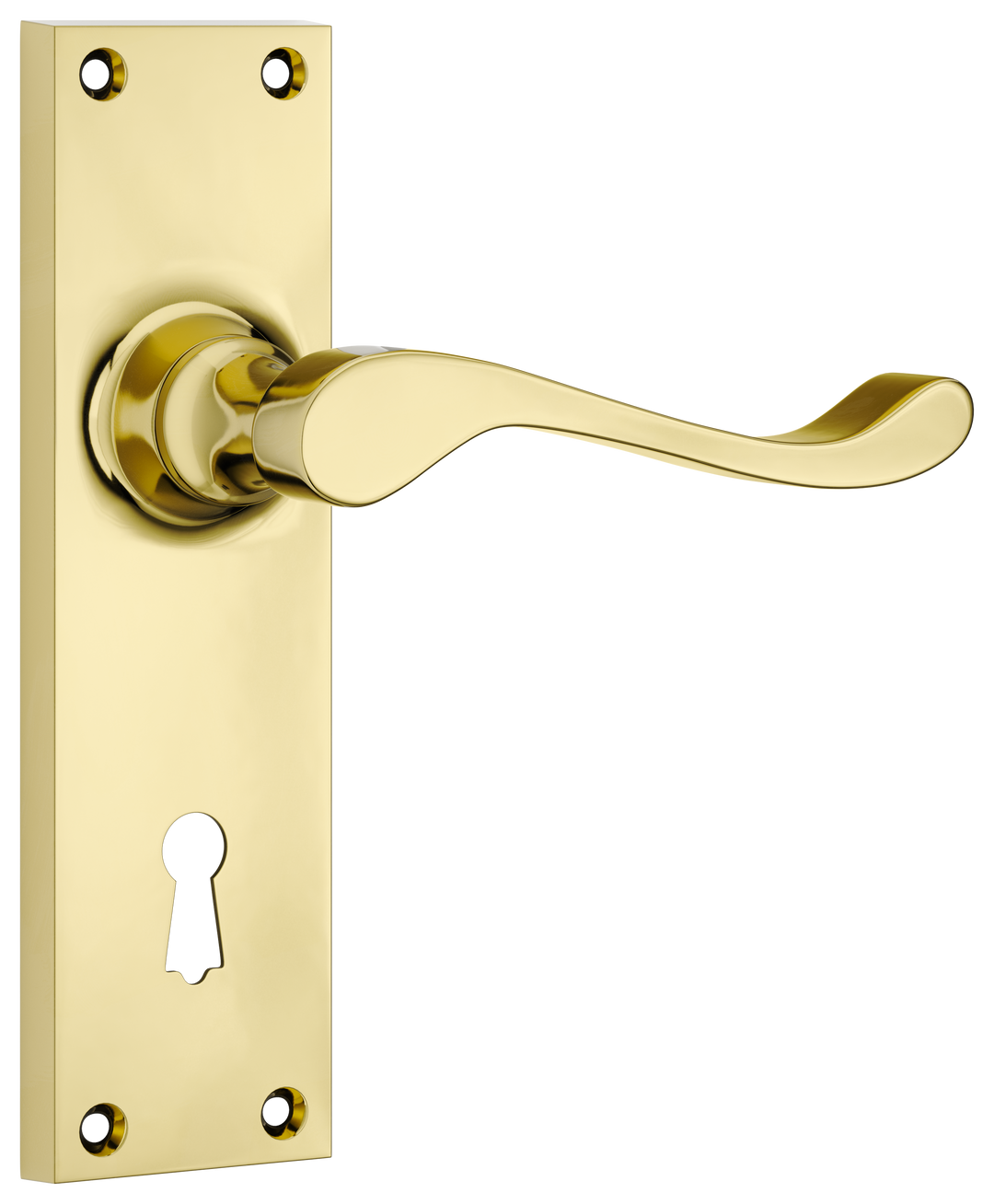 Door Lever Victorian Lock Pair Polished Brass H152xW42xP59mm