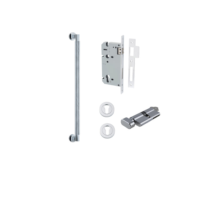Brunswick Pull Handle - 450mm Entrance Kit with Separate High Security Lock Polished Chrome