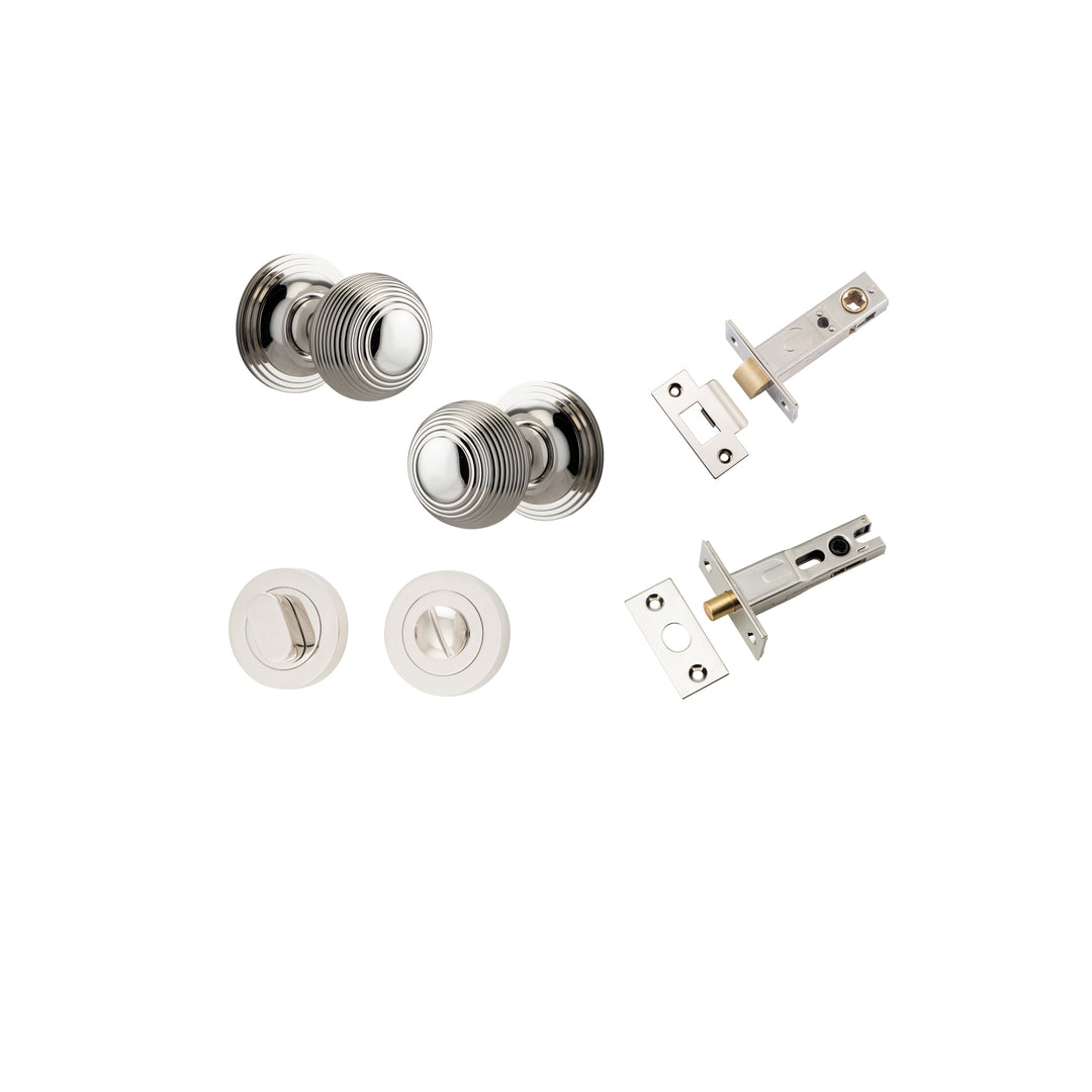 Guildford Knob - Round Rose Privacy Kit with Separate Privacy Turn Polished Nickel