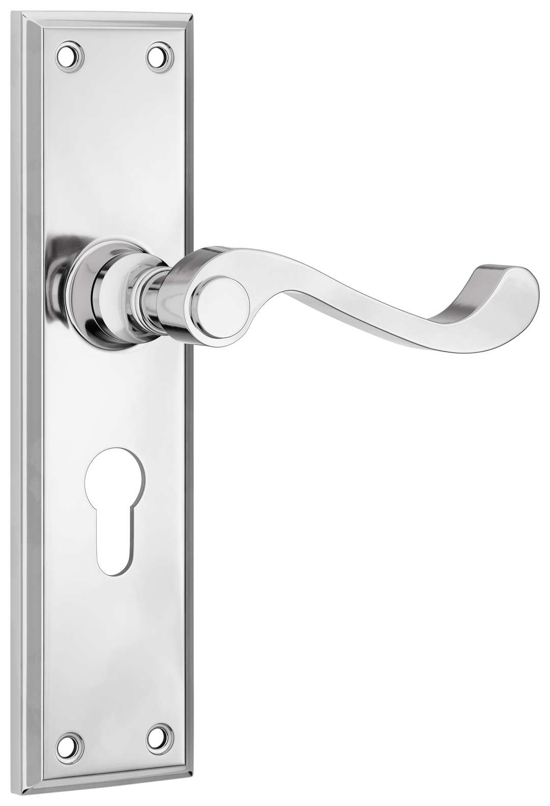 Door Lever Milton Euro Pair Chrome Plated H200xW50xP68mm