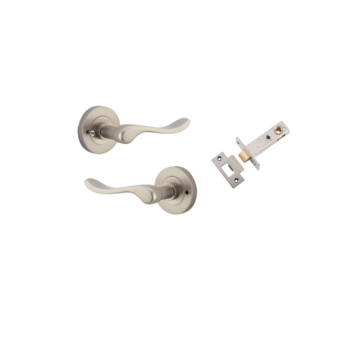 Stirling Lever - Round Rose (Inbuilt Privacy) Satin Nickel