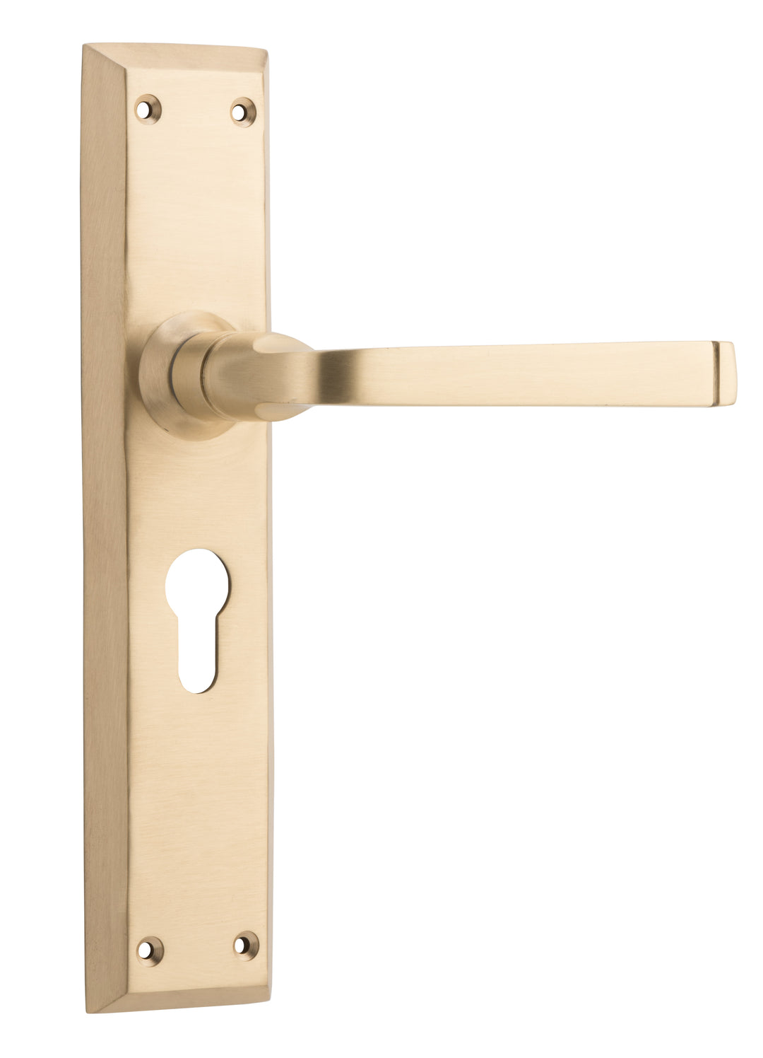 Door Lever Menton Euro Pair Unlacquered Satin Brass H225xW50xP75mm