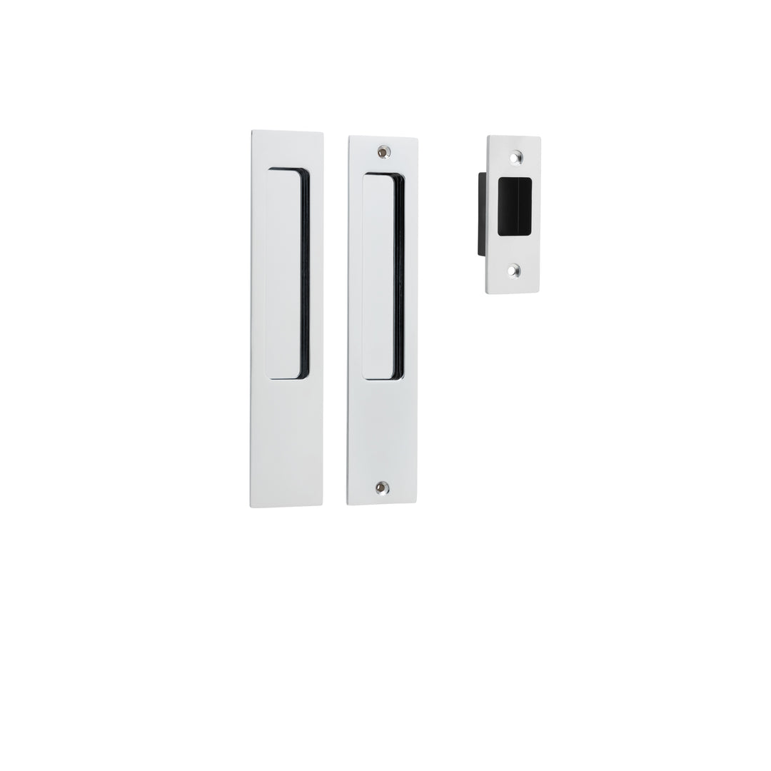 Rectangular Sliding Door Pull Passage Kit Polished Chrome
