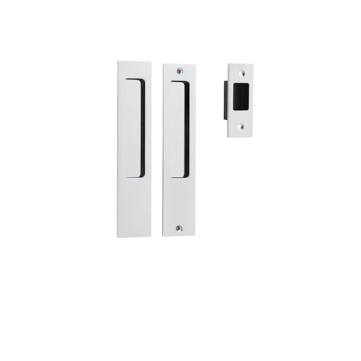 Rectangular Sliding Door Pull Passage Kit Polished Chrome