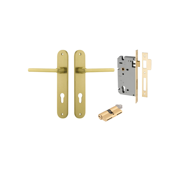 Baltimore Lever - Oval Backplate Entrance Kit with High Security Lock Brushed Gold PVD