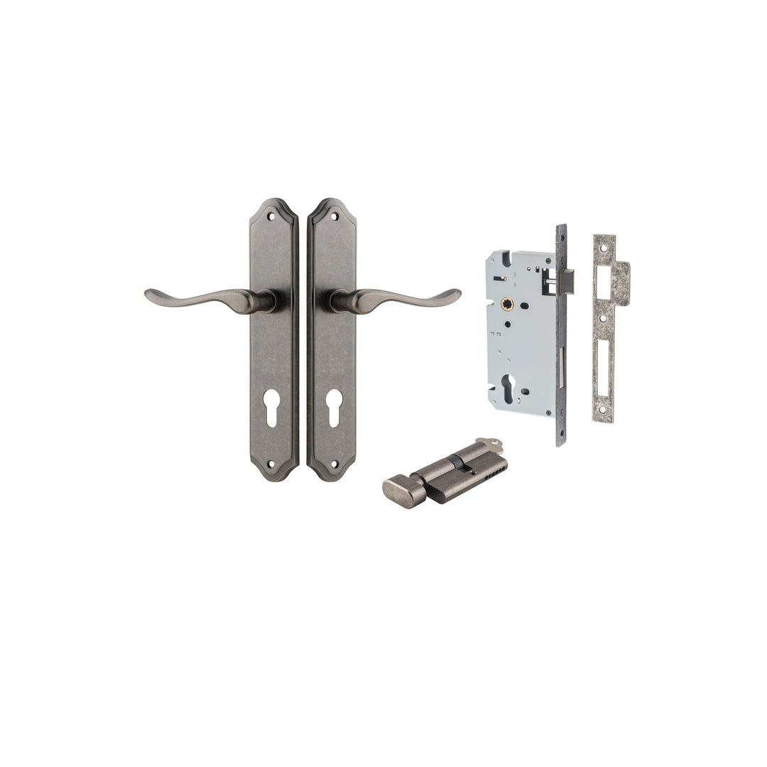 Stirling Lever - Shouldered Backplate Entrance Kit with High Security Lock Distressed Nickel