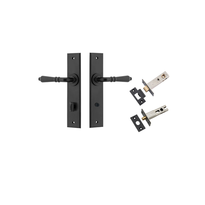 Sarlat Lever - Chamfered Backplate Privacy Kit with Privacy Turn Matt Black