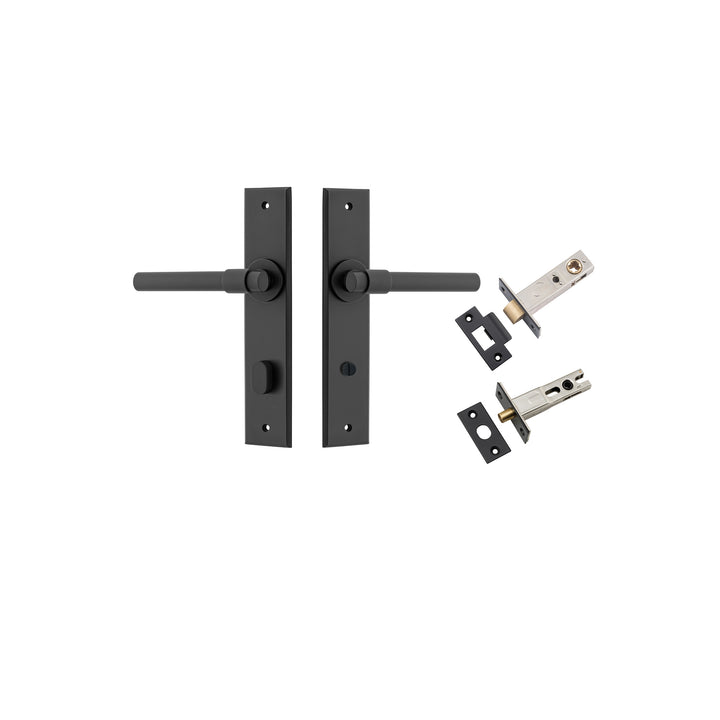 Helsinki Lever - Chamfered Backplate Privacy Kit with Privacy Turn Matt Black